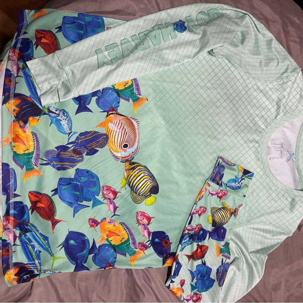 Guy Harvey Multicolor Fish Print Long Sleeve Tee